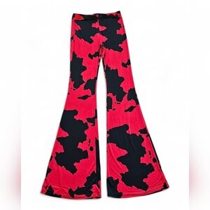 Women’s Red & Black Abstract Print Flare Pants Size Small